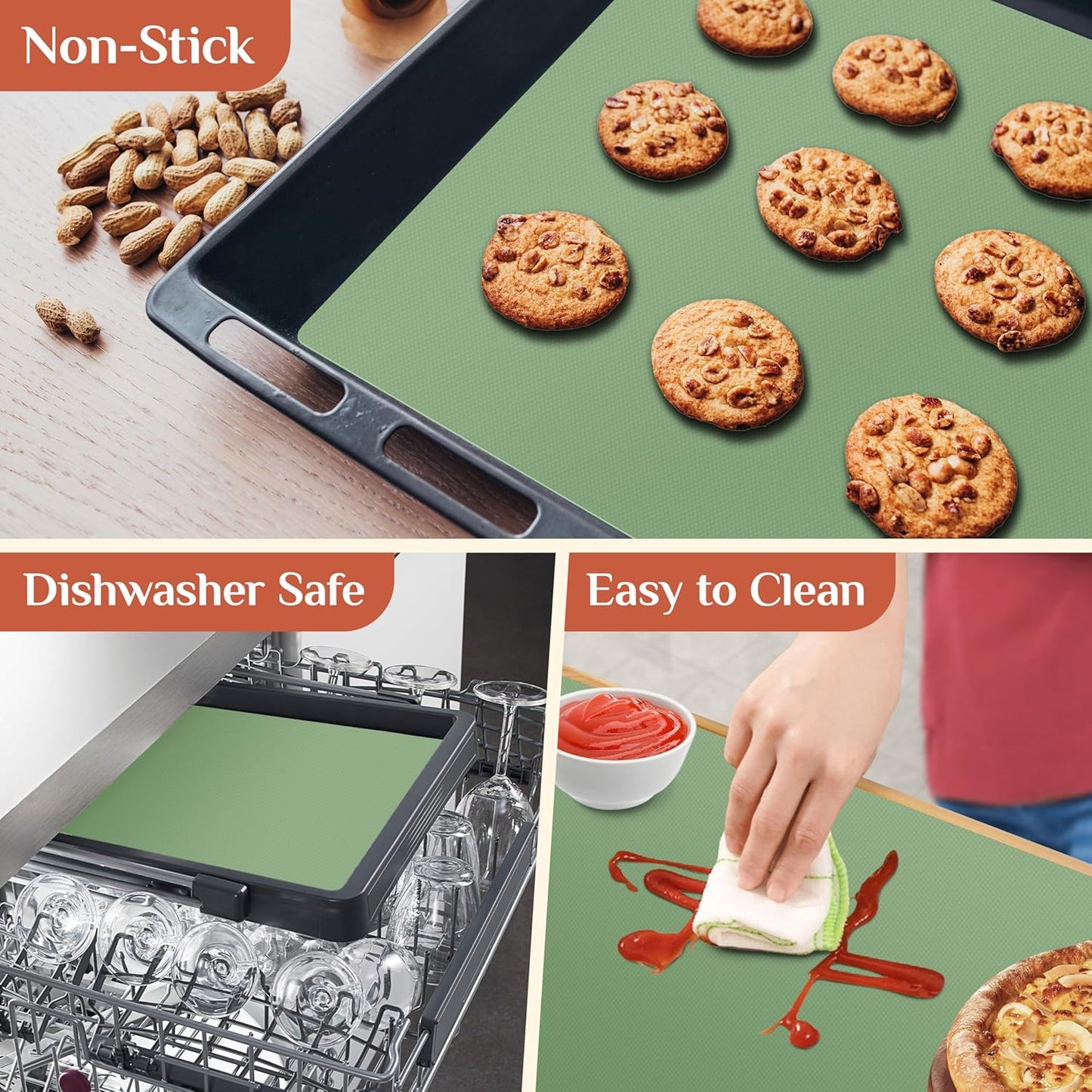 Silicone Baking Mat - Non-Stick Reusable Dough & Pastry Mat | 12 IN x 6 FT, Non-Slip Design for Air Fryer & Oven