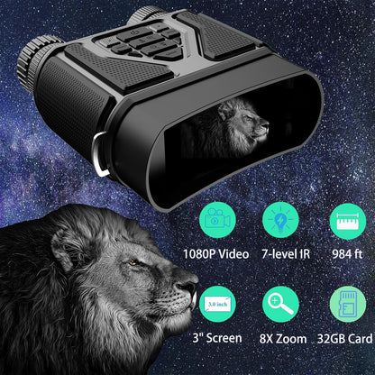 Night Vision Goggles | 8X Zoom Binoculars for Adults - Rechargeable 4000mAh Gear for Hunting & Camping
