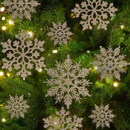 Skiennix 36pcs Christmas Snowflake Ornaments - Glittering Gold Decor for Winter Trees