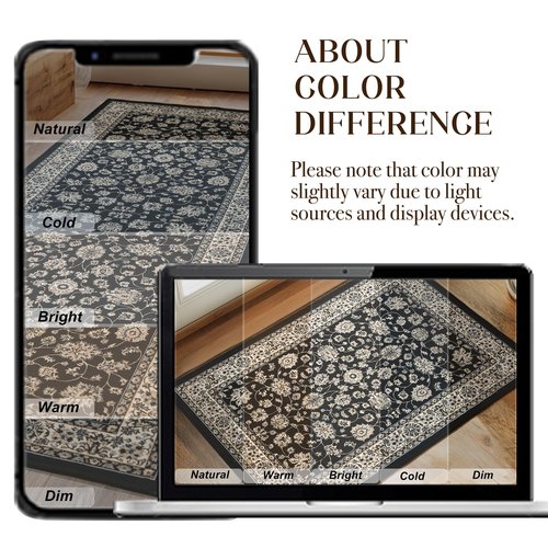 XWZO Runner Rug 2x6ft, Washable Hallway Runner with Non-Slip Backing, Spill Stain Resistant Floor Mat for Entryway Corridor Bedroom Kitchen Farmhouse, Soft Low-Pile Area Carpet, Black