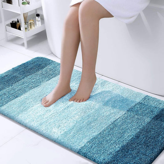 OLANLY Bathroom Runner Rugs Mat 44x24, Extra Soft Absorbent Microfiber Bath Rugs, Rubber Backing, Quick Dry, Washable Long Bath Mats for Bathroom, Tub and Shower, Home Decor Accessories, Peacock Blue