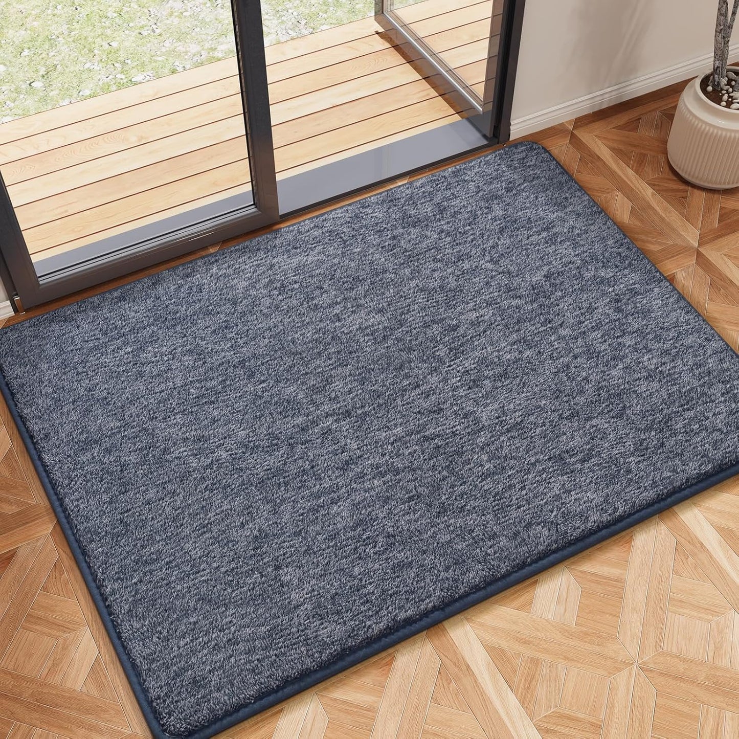 Amearea Soft Area Rug - Chic Washable 2x3 Small Throw Rug for Bedroom, Hallway & Kitchen | Blue & White Non-Slip Design