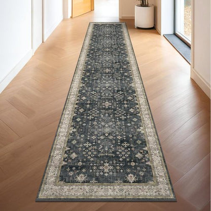 Hazo Haus Black Boho Runner Rug - Washable 3x10 ft | Waterproof, Non-Slip, Stain & Fade Resistant