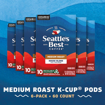 Seattle’s Best Coffee - Medium Roast K-Cup Pods | House Blend, 100% Arabica, 60 Pods Total