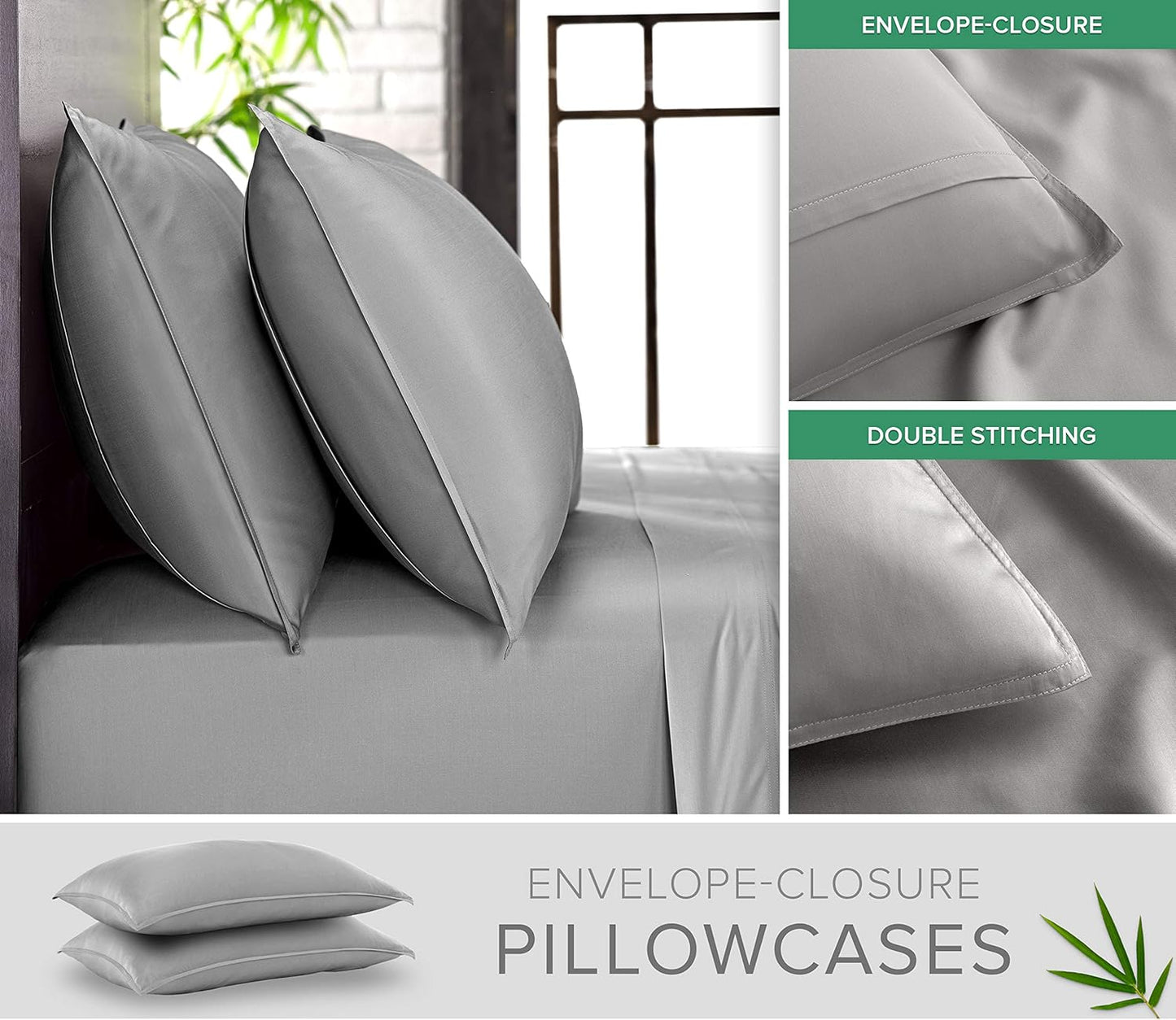 Pure Bamboo Twin Sheets - Luxuriously Soft 100% Organic Viscose Bed Sheet Set | Cooling & Durable (Twin, Stone Grey)