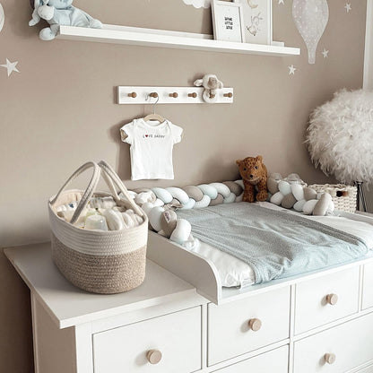 Skiennix Diaper Caddy Organizer - Stylish Baby Storage Basket for Newborn Essentials | Large, White & Beige Brown