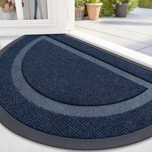OLANLY Half Circle Door Mat - Waterproof All-Season Doormat for Indoor/Outdoor Use | 59x35, Blue