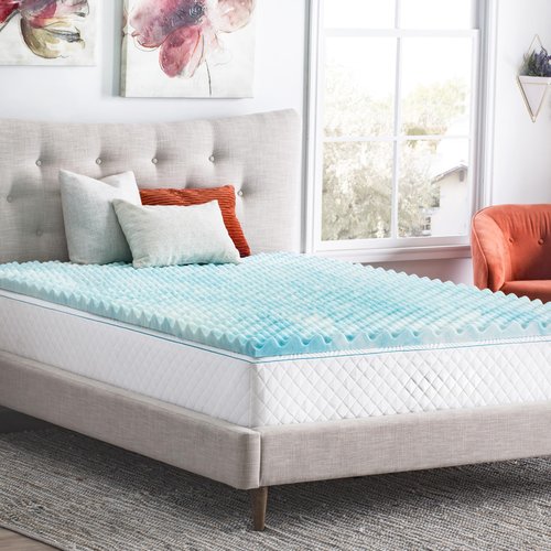 Linenspa 3 Inch Gel Memory Foam Mattress Topper – Egg Crate Style, Reversible for two feels – Promotes Airflow & Relieves Pressure Points – California King