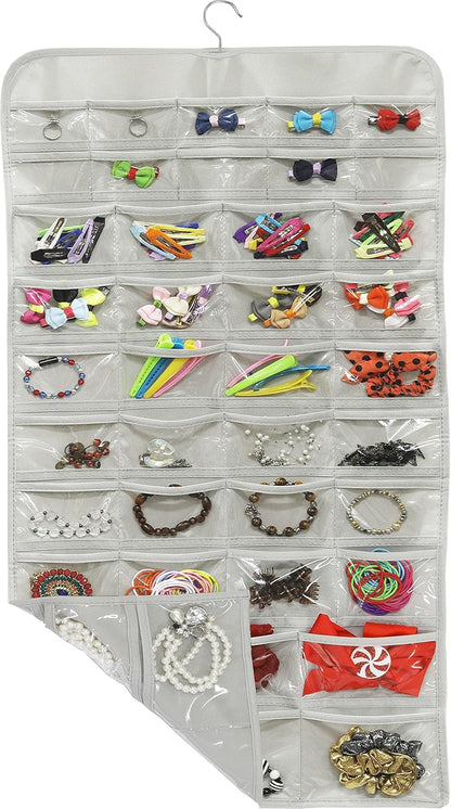Simple Houseware Jewelry Organizer - 80-Pocket Storage Solution for All Accessories | Gray