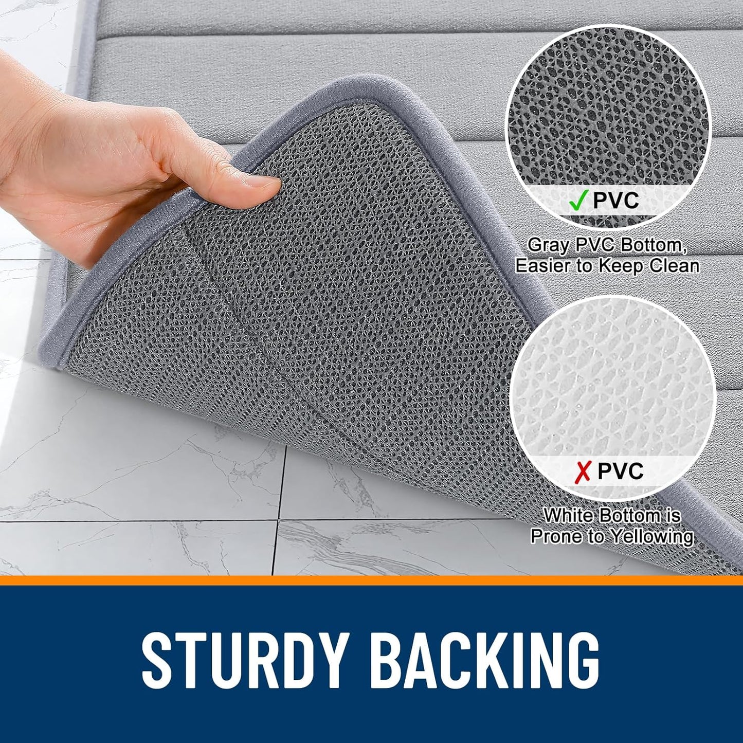 OLANLY Memory Foam Bath Mat - Super Soft & Absorbent Bathroom Rug | Quick Dry, Machine Washable, 30x20, Grey