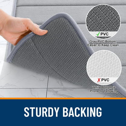 OLANLY Memory Foam Bath Mat 30x20, Super Soft Absorbent Bathroom Rugs, Quick Dry, Machine Washable Shower Floor Rugs, Bathmat Carpet, Bathroom Home Decor Accessories, Grey