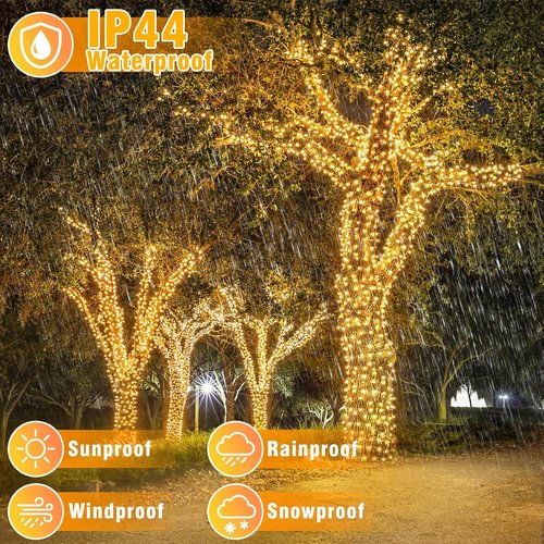 300 LED Christmas Lights by [Brand Name] - 100FT Waterproof Plug-In String Lights | 8 Modes for Indoor/Outdoor Decor