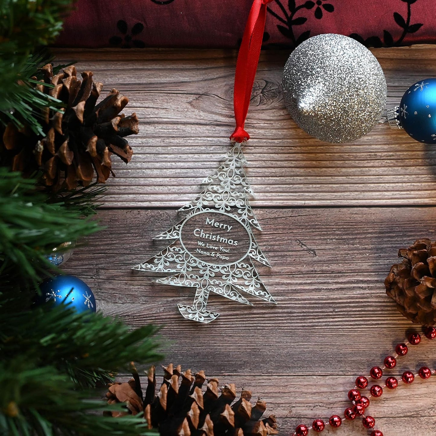 Personalized Christmas Ornaments by [Brand Name] - 2025 Gift Box for Engagements, Weddings & Babies | Acrylic Lace Design