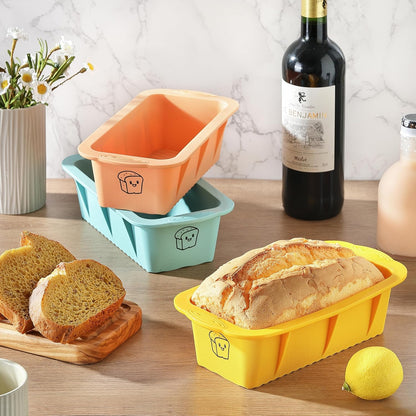 Skiennix Silicone Bread Loaf Pan Set - 3 Non-Stick Baking Pans for Homemade Bread & Cakes | Dishwasher Safe, Nesting Design