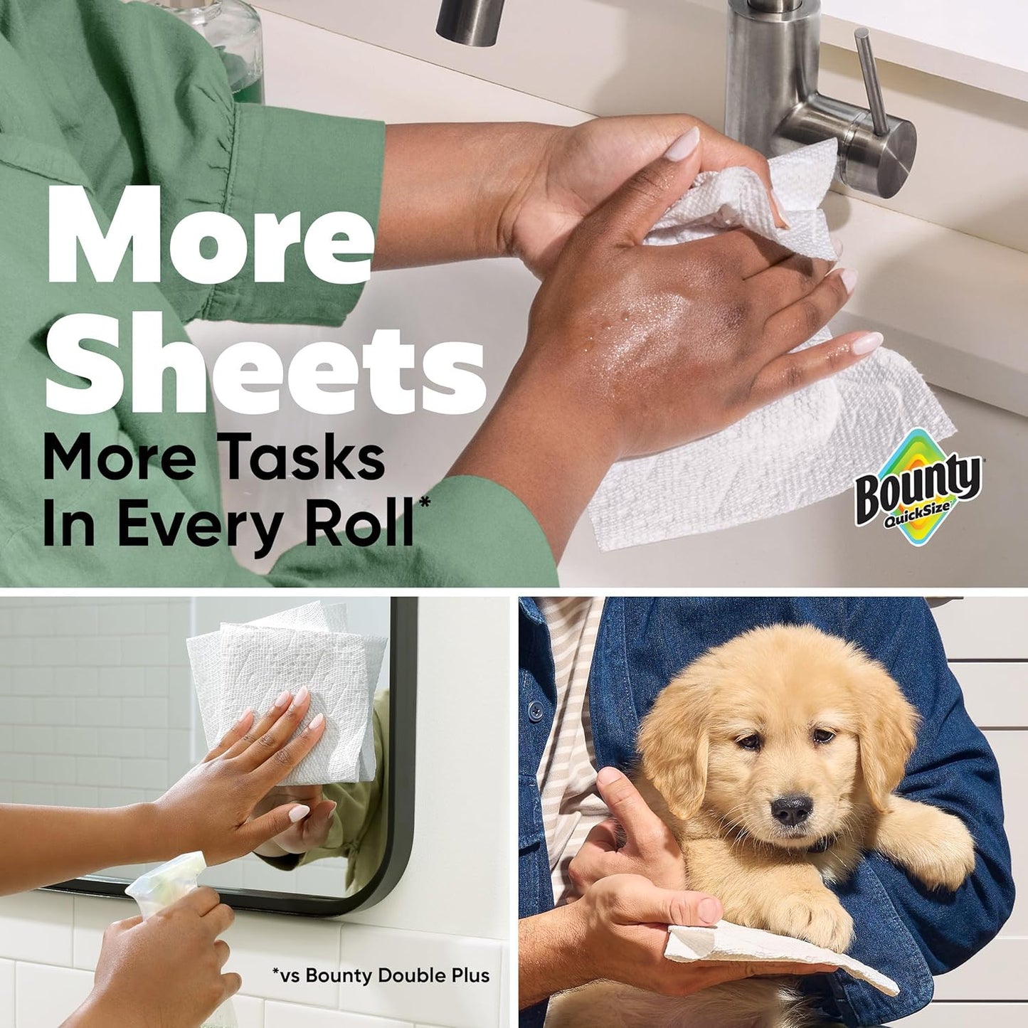 Bounty Paper Towels - Quick Size White Family Triple Rolls | Equivalent to 6 Regular Rolls
