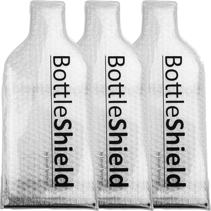 Reusable Wine Protector Travel Bag by Bottle Shield (3-pack) - Unbreakable Bottle Sleeve, Leak Proof & Double Layer Bubble Protection | Travel Bags for Suitcase Luggage, Clear