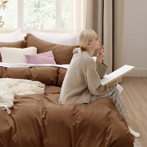 Bedsure King Size Duvet Cover Set - Extra Soft Prewashed Cotton-Like Bedding, 3 Pieces with Zipper Closure & 2 Pillow Shams, 104x90 Inches