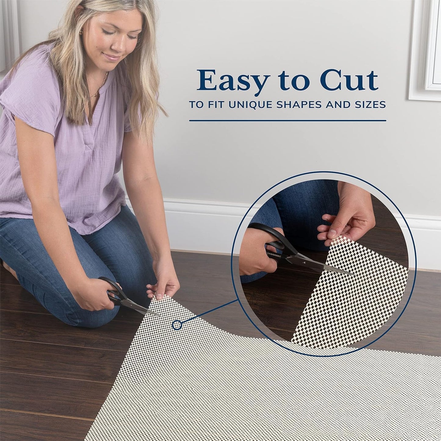Veken Rug Pad Gripper - Non-Slip Thick Mat for Hardwood & Tile Floors | 10x14 Ft Anti-Skid Design