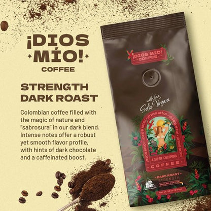 Dios Mio Coffee by Sofia Vergara, Dark Roast, Ground Premium Colombian Coffee, 12 Ounce Bag (Pack of 2)