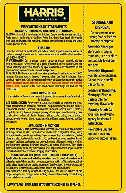Harris Roach Tablets - Boric Acid Insect Killer with Lure | 6oz (145 Tablets) - Effective Roach Control