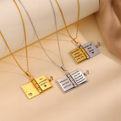 Engravable Heart Geometric Titanium Steel Necklace
