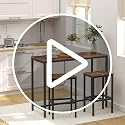 Bar Table and 2 Stools Set - Rectangular Pub Dining Set for Small Spaces