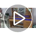 Vanity Desk with Mirror & Lights - 4 Drawers, Glass Top, RGB LEDs, Charging Station (Natural Oak) - 1 Set