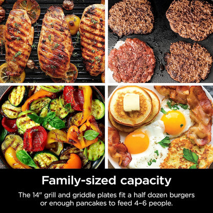 Ninja Electric Griddle & Indoor Grill - Nonstick 14” Cooking Surface for Steak, Burgers & Veggies