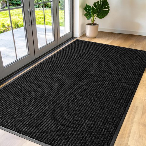 Commercial Door Mat 3'x5' Heavy Duty Industrial Floor Mat for High Traffic Areas, Nonslip Rubber Backing, Large Door Mat for Indoor Entrance or Business Entryway, Charcoal, Made in USA.
