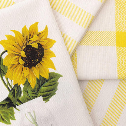 PERLLI Kitchen Dish Towels - Set of 4 Decorative 100% Cotton Towels | Yellow Lemon Print, 22.5 x 16 Inches