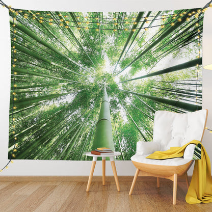 Ambesonne Forest Tapestry, Tropical Rain Forest Tall Trees in Exotic Style Nature Theme Image Sky from Woodland, Wide Wall Hanging for Bedroom Living Room Dorm, 60" X 40", Green