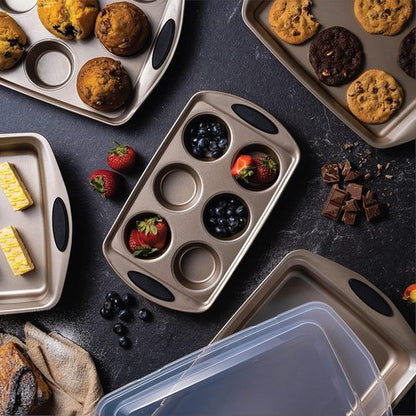 Baker's Secret Bakeware Set - 5 Nonstick Baking Pans for Perfect Cookies & Cakes - Black, Oven Safe