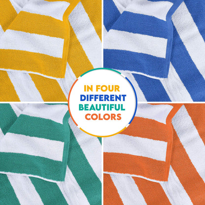 Utopia Towels Pack of 4 Cabana Beach Towels, Oversized 30 x 60 Inches Cotton Beach Towel Set, Smooth Ring Spun Texture for Pool and Swim Days, Modern Striped Design Bath Towels