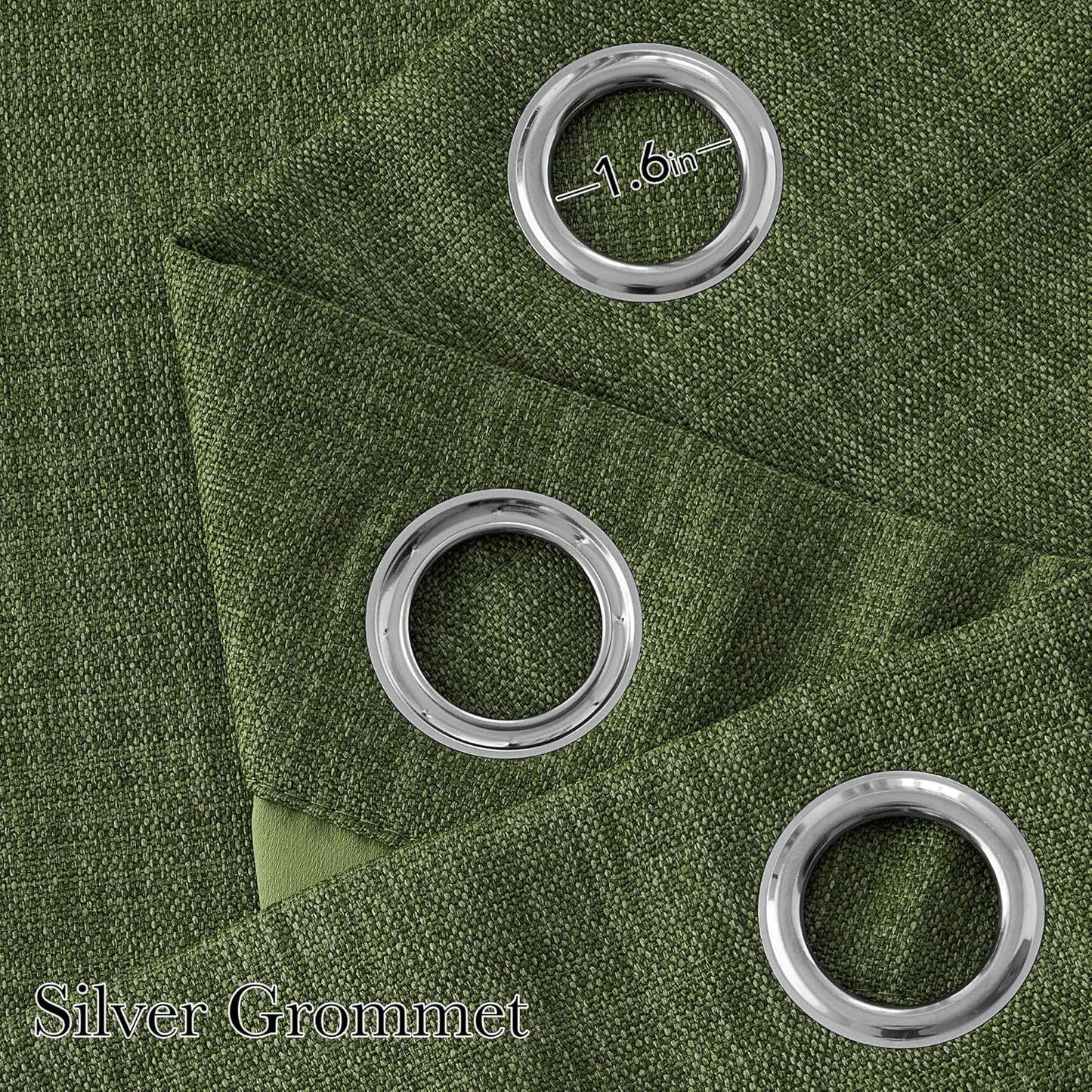 NICETOWN Blackout Curtains - Short Faux Linen in Forest Green | 63-Inch Grommet Top, 2 Panels for Modern Farmhouse Style