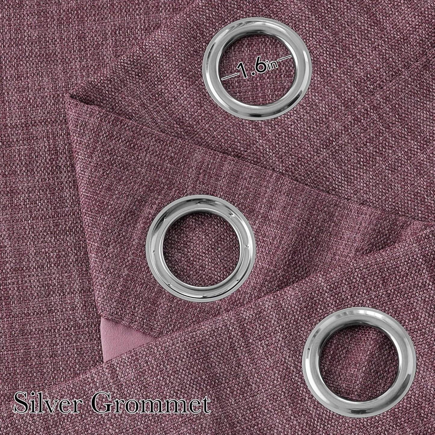 NICETOWN Blackout Curtains - Short Faux Linen in Greyish Purple | 63 Inches Long, Easy Care Grommet Top, 2 Panels