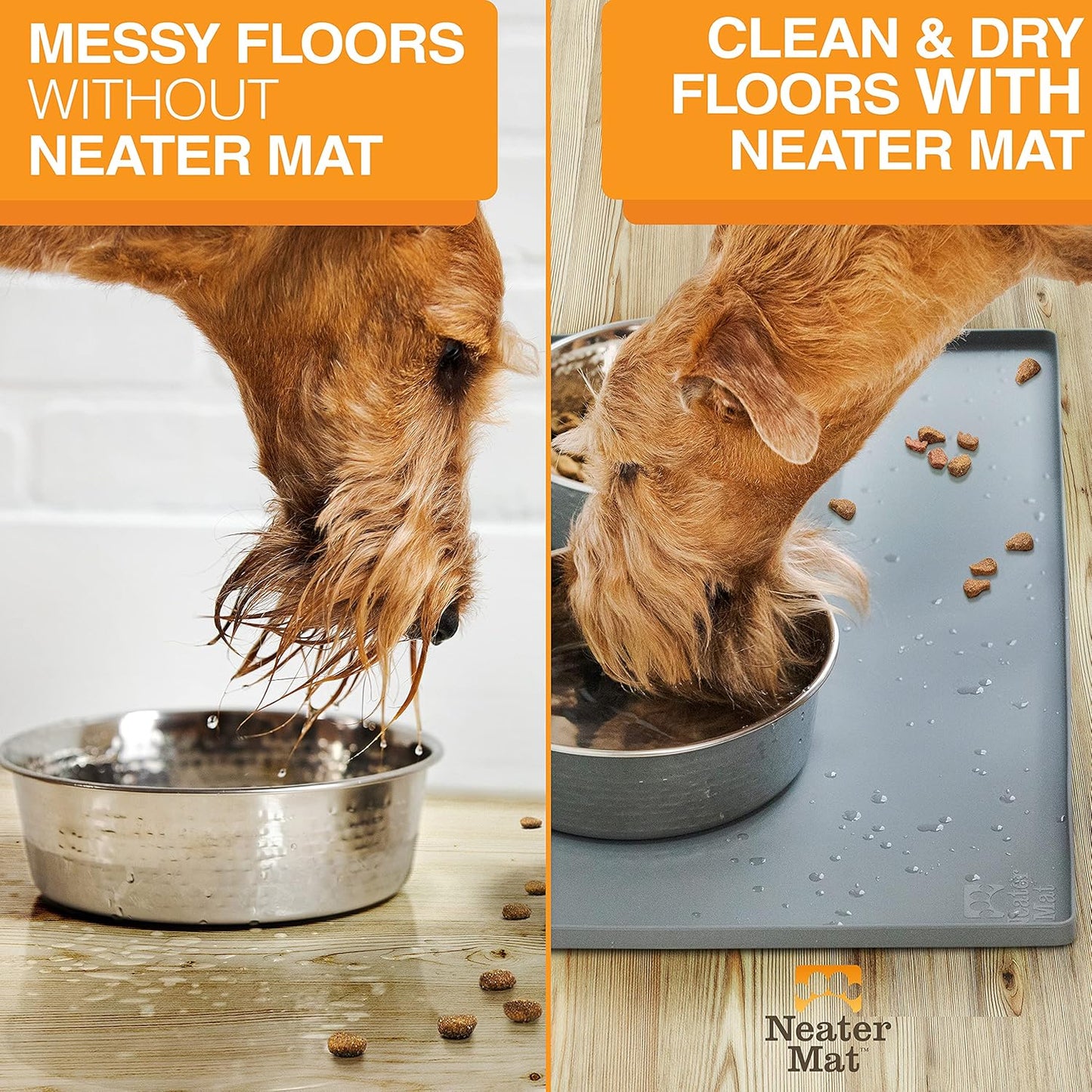 Neater Pet Brands Neater Mat | Waterproof BPA-Free Silicone Pet Food Mat - 19" x 12", Gunmetal Grey