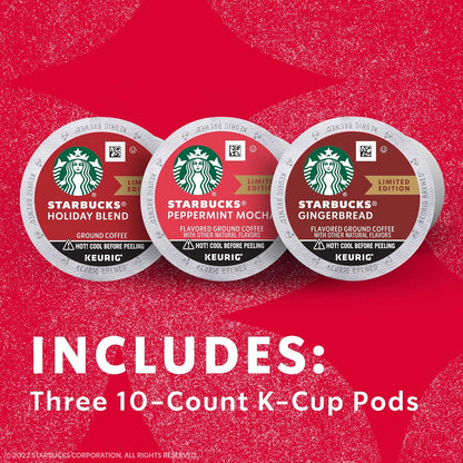 Starbucks K-Cup Coffee Pods - Medium Roast & Naturally Flavored, 100% Arabica | 30 Pods in 3 Boxes