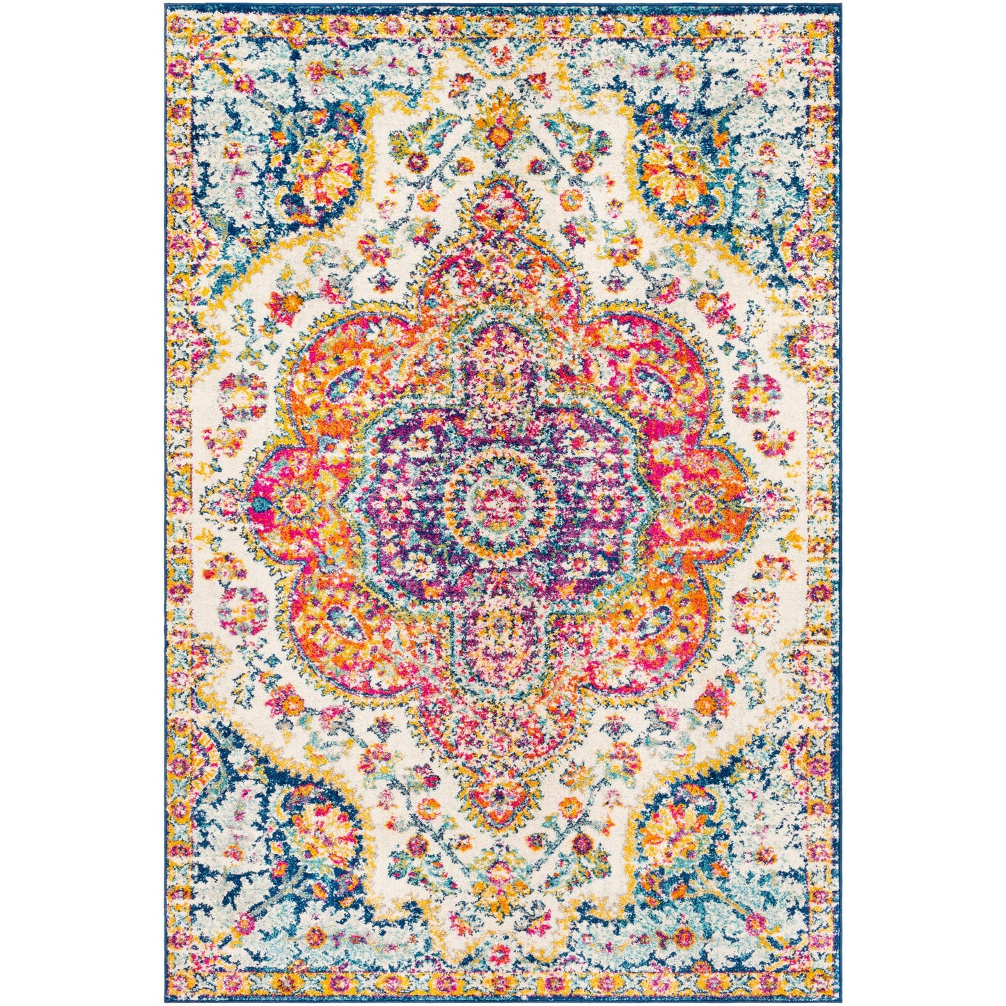 Livabliss Romaine Vintage Medallion Area Rug, 5'3" x 7'6", Orange
