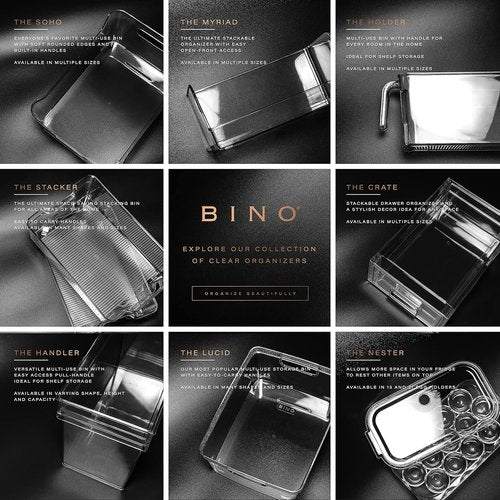 BINO Stackable Storage Bins - Large 2 Pack | Clear BPA-Free Plastic with Built-In Handles | Ideal for Kitchen Pantry Organization