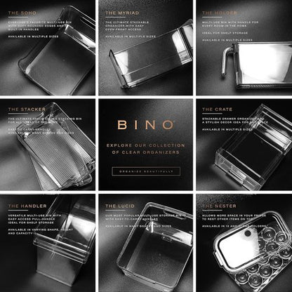 BINO Stackable Storage Bins - Large 2 Pack | Clear BPA-Free Plastic with Built-In Handles | Ideal for Kitchen Pantry Organization
