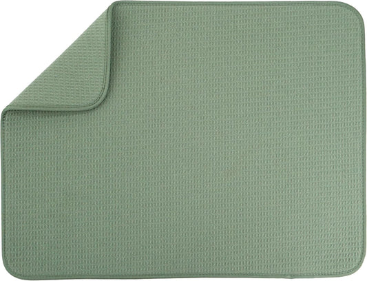 S&T INC. XL Dish Drying Mat - Absorbent Microfiber Kitchen Counter Pad, 18” x 24”, Sage Green