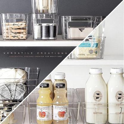 BINO Stackable Storage Bins - Large 2 Pack | Clear BPA-Free Plastic with Built-In Handles | Ideal for Kitchen Pantry Organization
