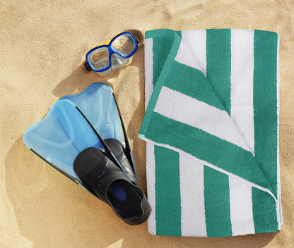 Utopia Towels Pack of 4 Cabana Beach Towels, Oversized 30 x 60 Inches Cotton Beach Towel Set, Smooth Ring Spun Texture for Pool and Swim Days, Modern Striped Design Bath Towels