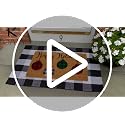 KOZYFLY Buffalo Plaid Door Mat - Halloween Orange White Rectangular 2'4" x 3'7"