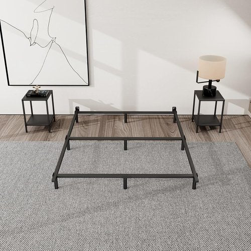 JetO Metal Bed Frame - Sturdy Heavy-Duty Platform Bed with 9 Legs Support | Black King Size, Easy to Assemble
