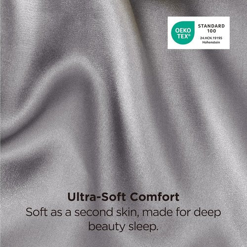 Bedsure King Size Satin Pillowcase Set - Dark Grey Silk-Like Covers for Hair & Skin | 20x36 Inches, 2-Pack