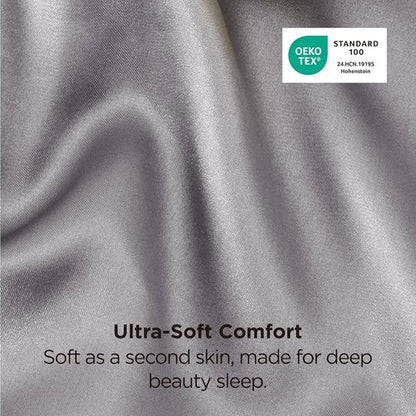 Bedsure King Size Satin Pillowcase Set - Dark Grey Silk-Like Covers for Hair & Skin | 20x36 Inches, 2-Pack
