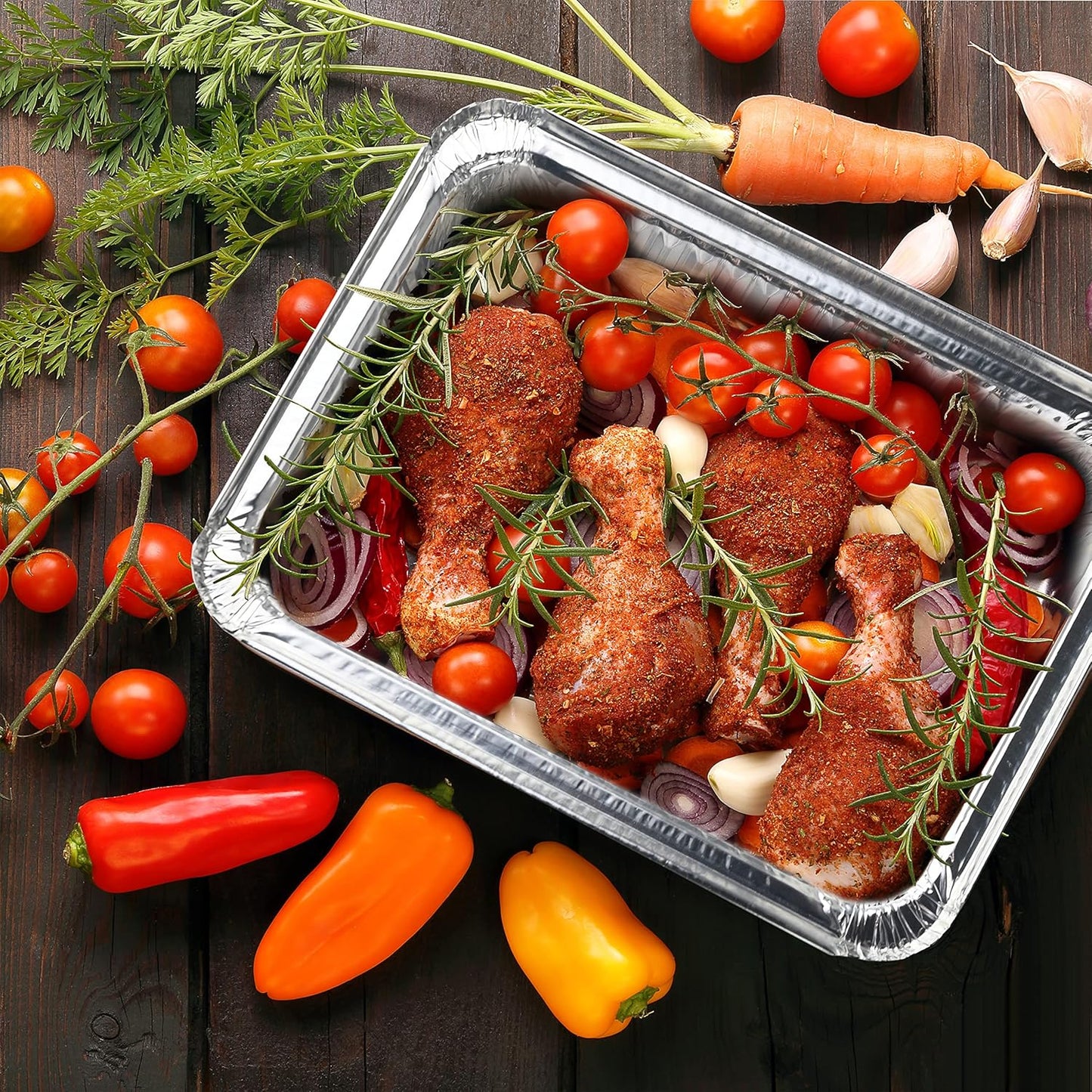 NYHI 9x13 Aluminum Pans With Lids - Disposable Half Size Foil Pans for Catering & Baking | 10 Pack