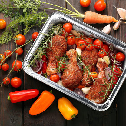 NYHI 9x13 Aluminum Pans With Lids - Disposable Half Size Foil Pans for Catering & Baking | 10 Pack