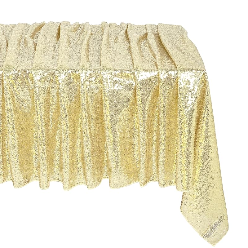 Light Gold Sequin Tablecloth Rectangular 90" x 156" - MoKoHouse Variation: Light Gold + 90" x 156"